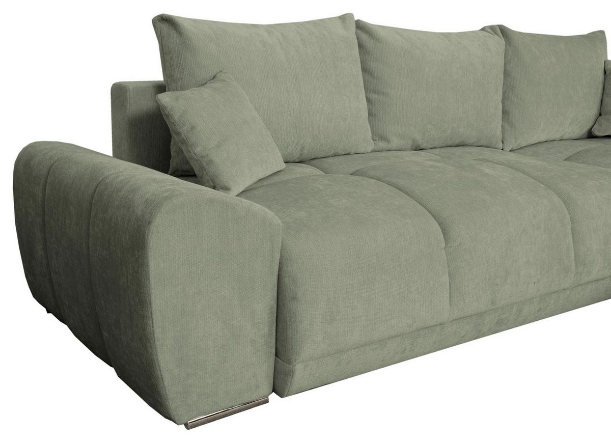 ECKSCHLAFSOFA Ramon, Mintgrün S:296x182cm - Chromfarben/Beige, Trend, Textil (296/182cm)