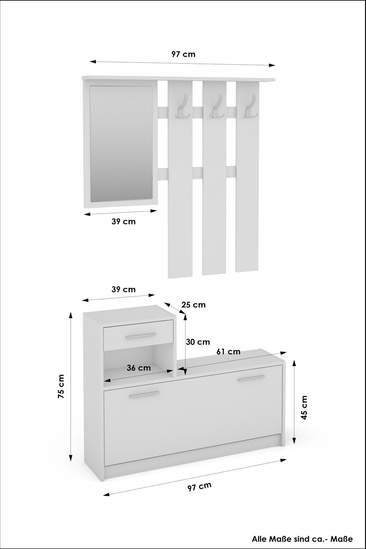 Garderobe Tamina B: 97cm Anthrazit - Anthrazit/Dunkelbraun, MODERN, Glas/Holzwerkstoff (97/190/25cm) - MID.YOU