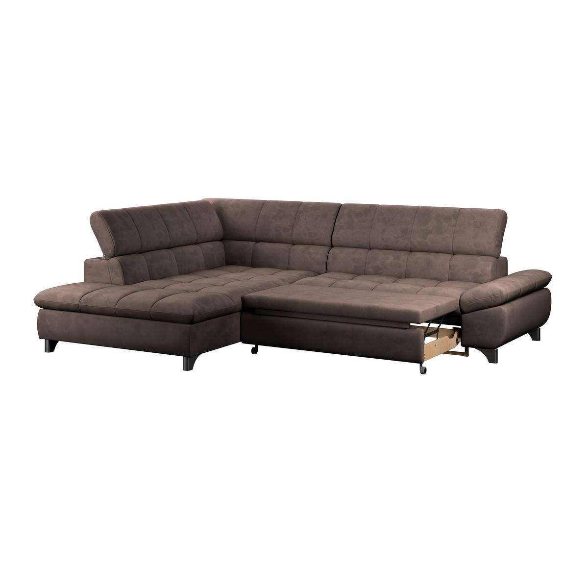 Ecksofa Gemini Dunkelbraun, B: 234cm - Chromfarben/Dunkelbraun, KONVENTIONELL, Textil (234/312cm)
