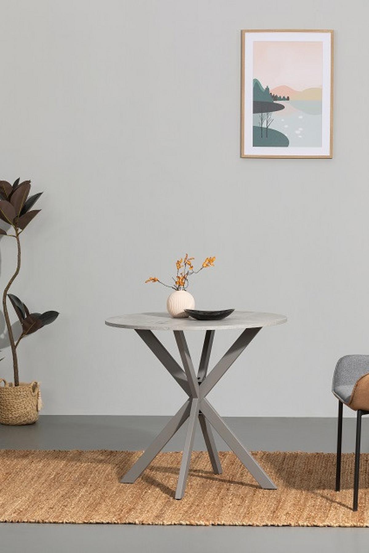 Esstisch Rund Monte 80x75 cm Grau - Grau, MODERN, Holzwerkstoff/Metall (80/80/75cm) - MID.YOU