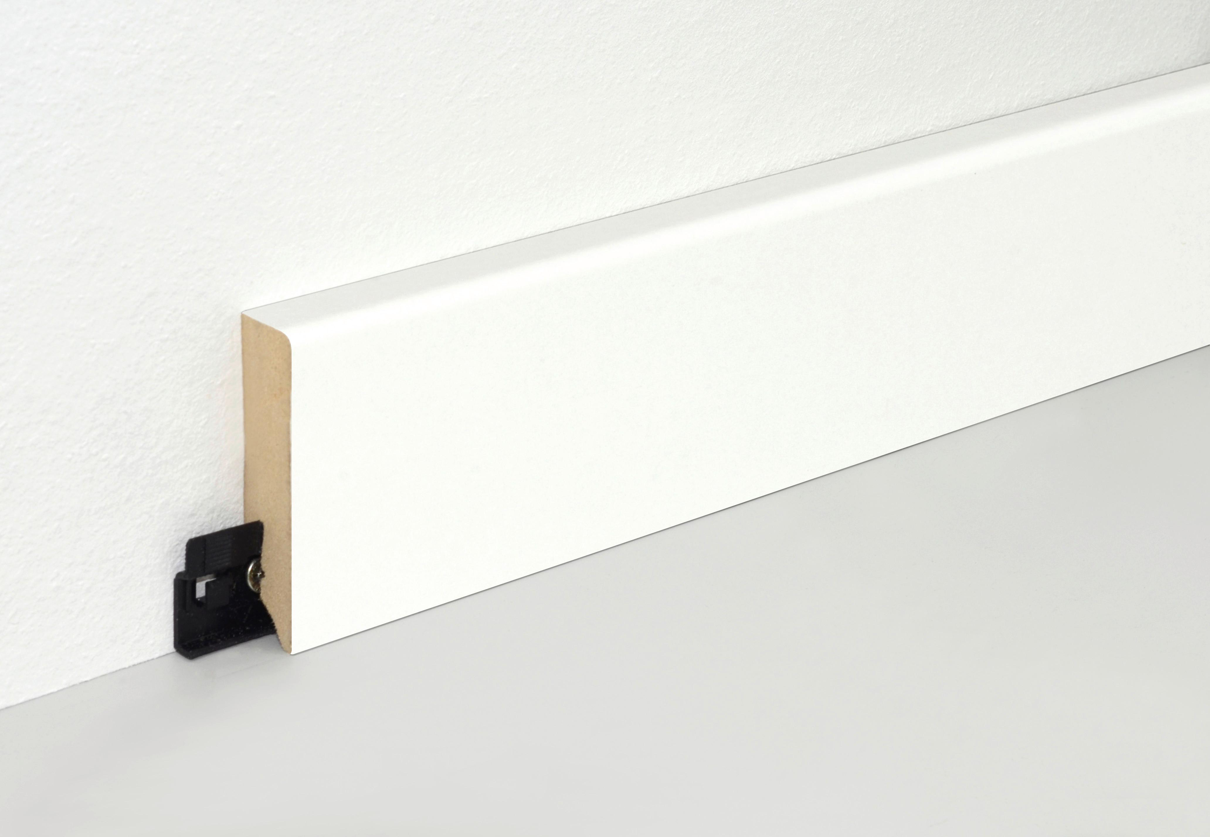 Sockelleiste Weiss - Weiß, Basics, Holzwerkstoff (240/7/1.6cm)