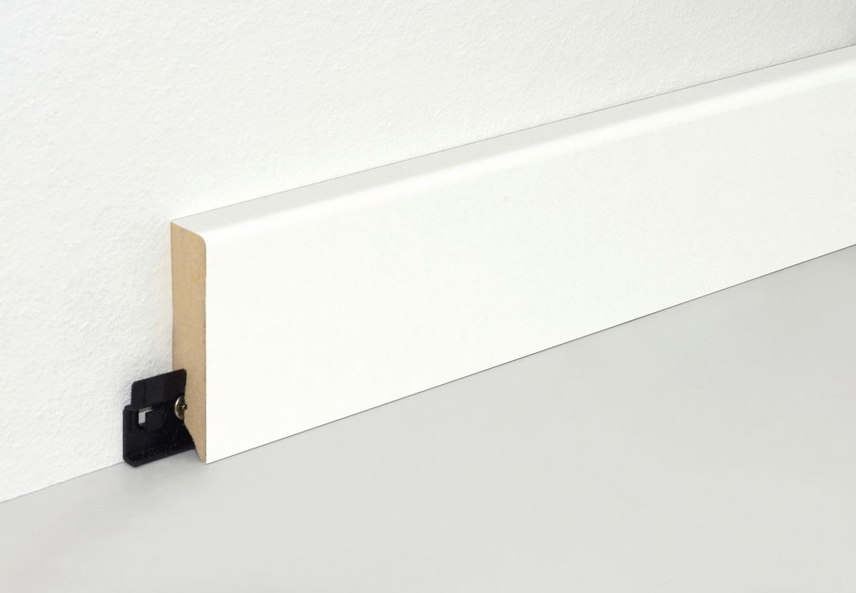 Sockelleiste Weiss - Weiß, Basics, Holzwerkstoff (240/7/1.6cm)