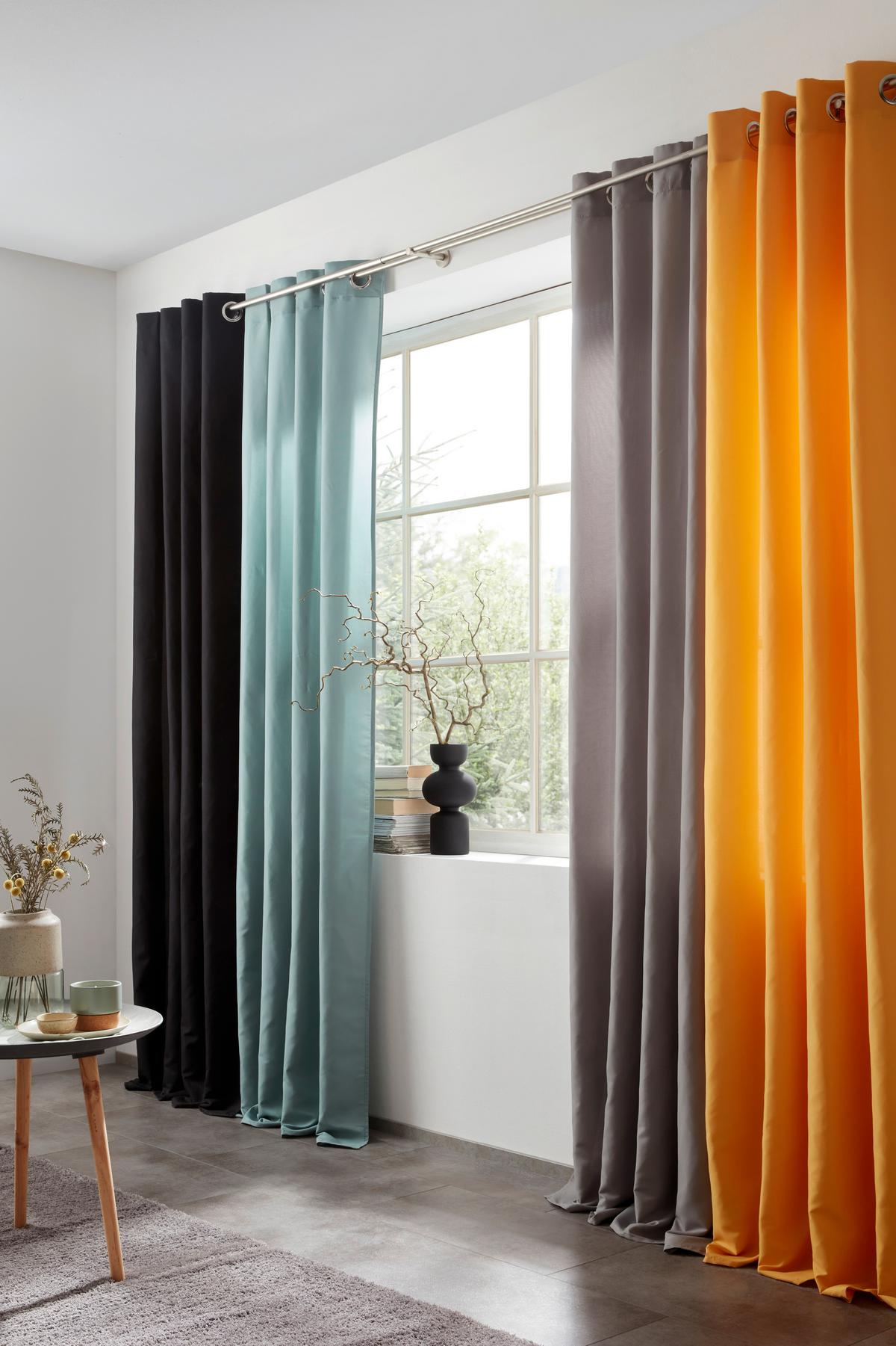 ZÁVĚS S OČKY ABBY, 140/235 cm - černá, Konvenční, textil (140/235cm) - Modern Living
