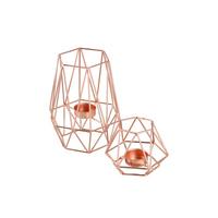 Teelichthalter-set Eisen Kupferfarben, 2 Größen - Kupferfarben, Basics, Metall (9,5/8/17/8,3cm) - Echtwerk