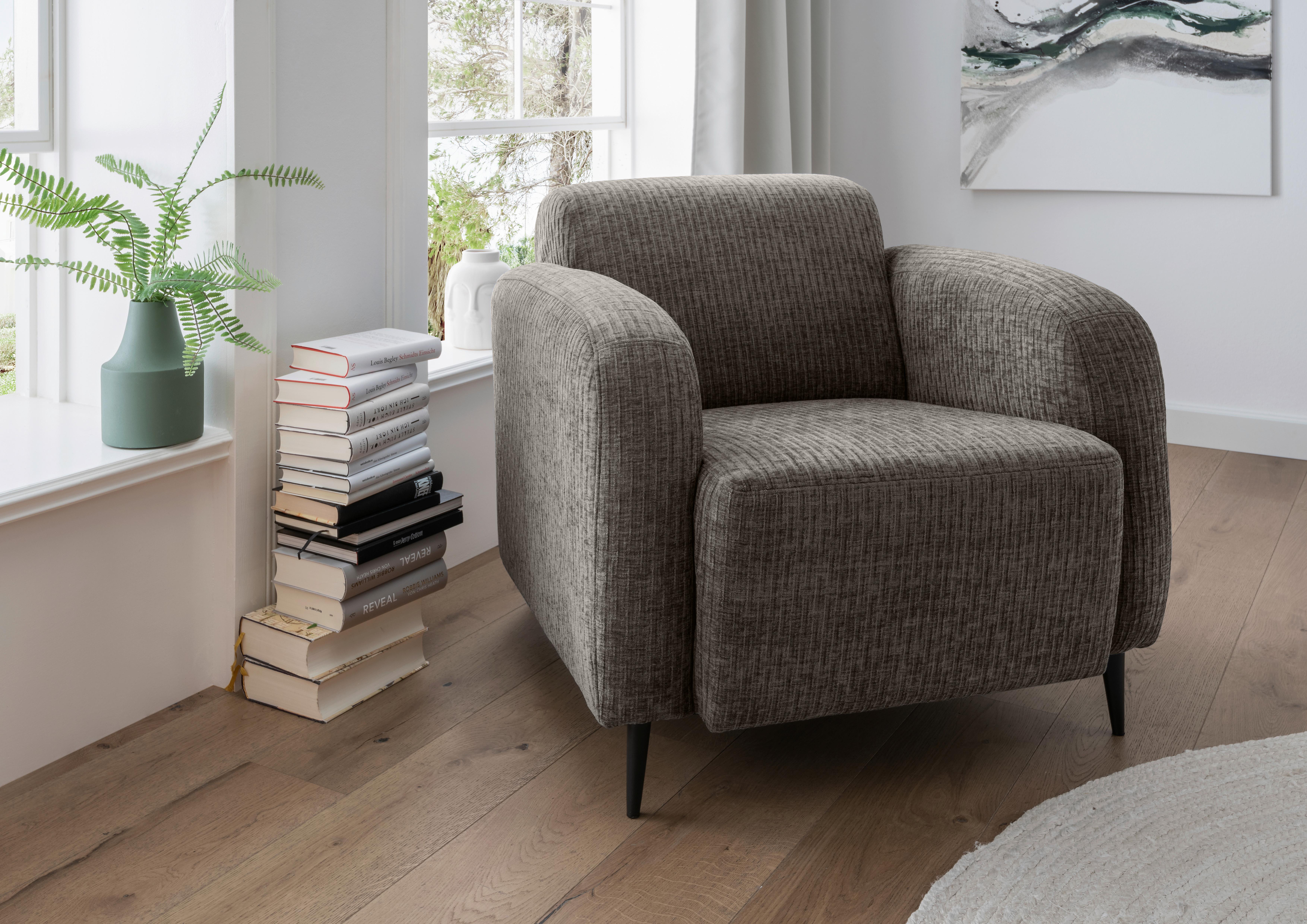 Polstersessel mit Armlehnen Marone, Graubraun, B: 85 cm - Graubraun/Schwarz, MODERN, Textil (85/76/90cm) - Livetastic
