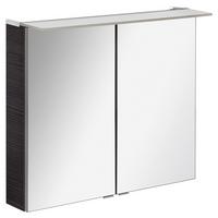 Spiegelschrank B.perfekt + Led 2-Türig 80x69,5x23,5cm - Dunkelbraun/Silberfarben, MODERN, Glas/Holzwerkstoff (80/69,5/23,5cm) - MID.YOU