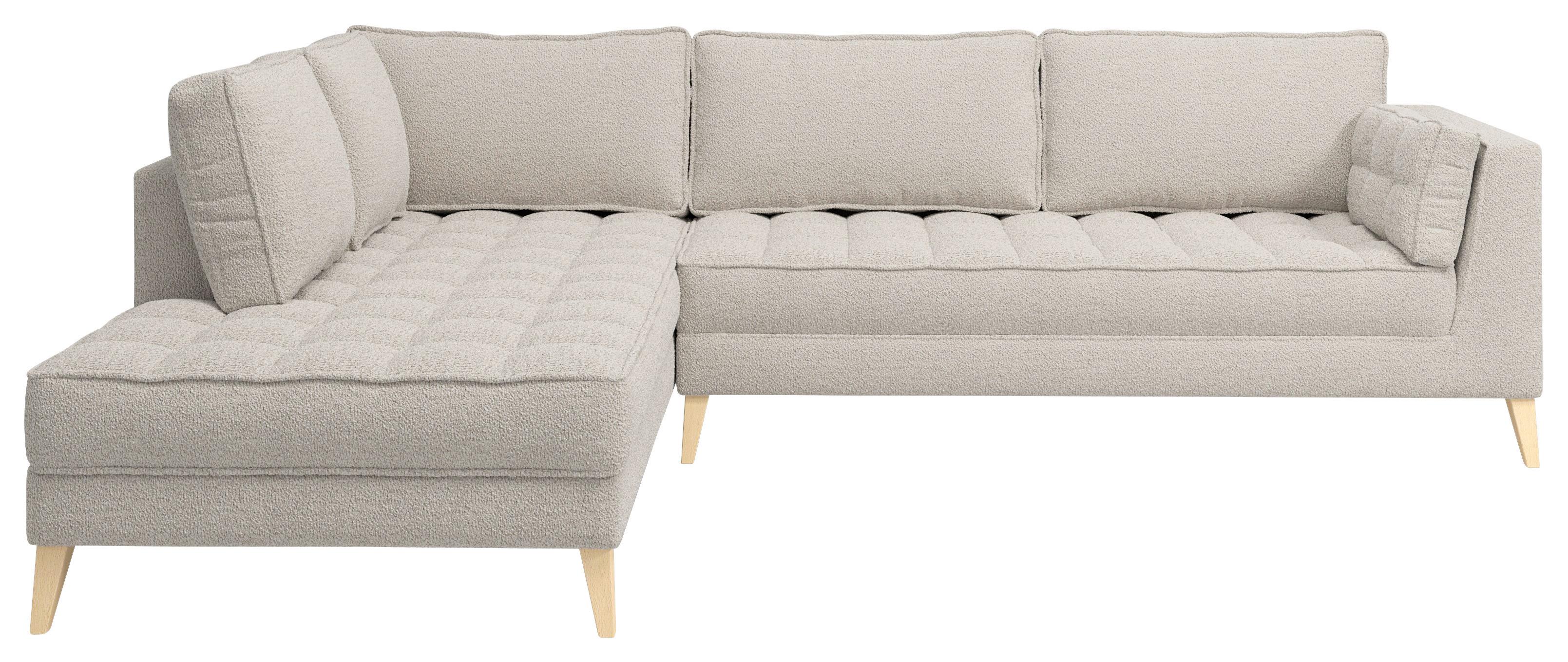 Rohová sedačka DOTI, levá, bílá - bílá/přírodní barvy, Design, kompozitní dřevo/textil (204/310cm) - MID.YOU