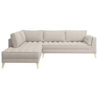 Rohová sedačka DOTI, levá, bílá - bílá/přírodní barvy, Design, kompozitní dřevo/textil (204/310cm) - MID.YOU