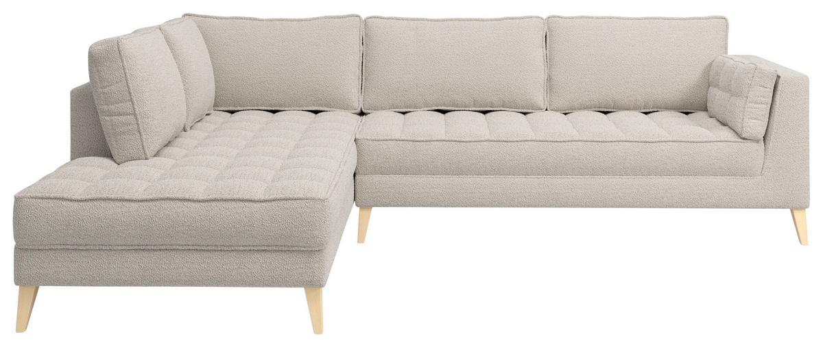Rohová sedačka DOTI, levá, bílá - bílá/přírodní barvy, Design, kompozitní dřevo/textil (204/310cm) - MID.YOU