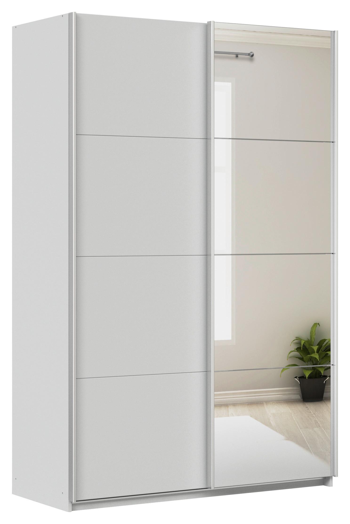 Schwebetürenschrank + Spiegel B: 136cm Feldkirch Grau - Silberfarben/Hellgrau, MODERN, Holzwerkstoff (136/210/62cm)