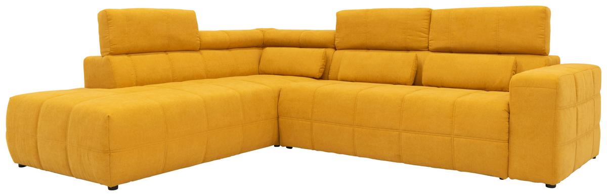 Ecksofa + Kopfteilverstellung Brandon Orange Mikrofaser - Schwarz/Orange, Design, Textil (228/275cm) - MID.YOU