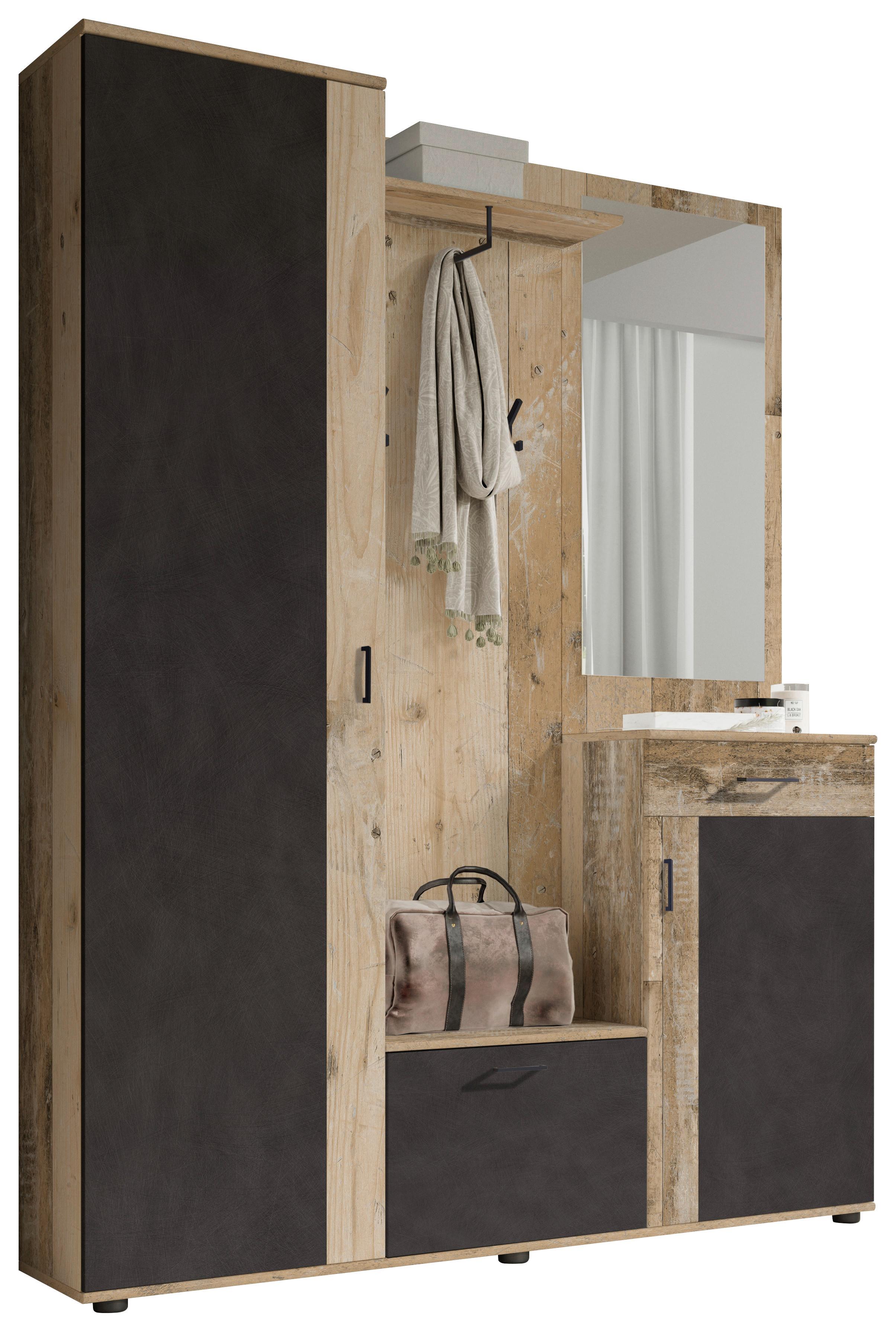 Garderobe Hanna Eichefarben/Anthrazit B: 145cm - Eichefarben/Anthrazit, Design, Holzwerkstoff (145/184/29cm) - Livetastic