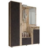 Garderobe Hanna Eichefarben/Anthrazit B: 145cm - Eichefarben/Anthrazit, Design, Holzwerkstoff (145/184/29cm) - Livetastic