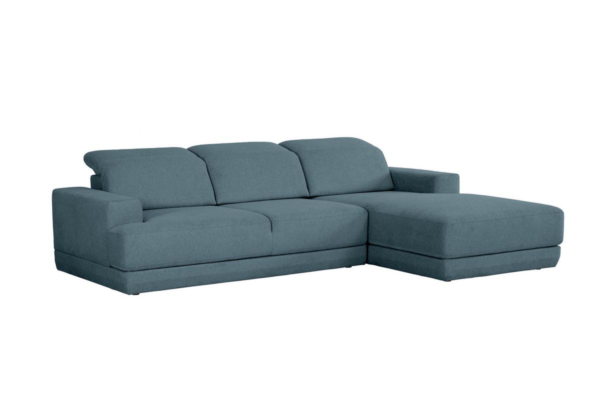 Ecksofa Frans Blau S: 204 cm - Blau/Schwarz, Design, Textil (204/293cm) - MID.YOU