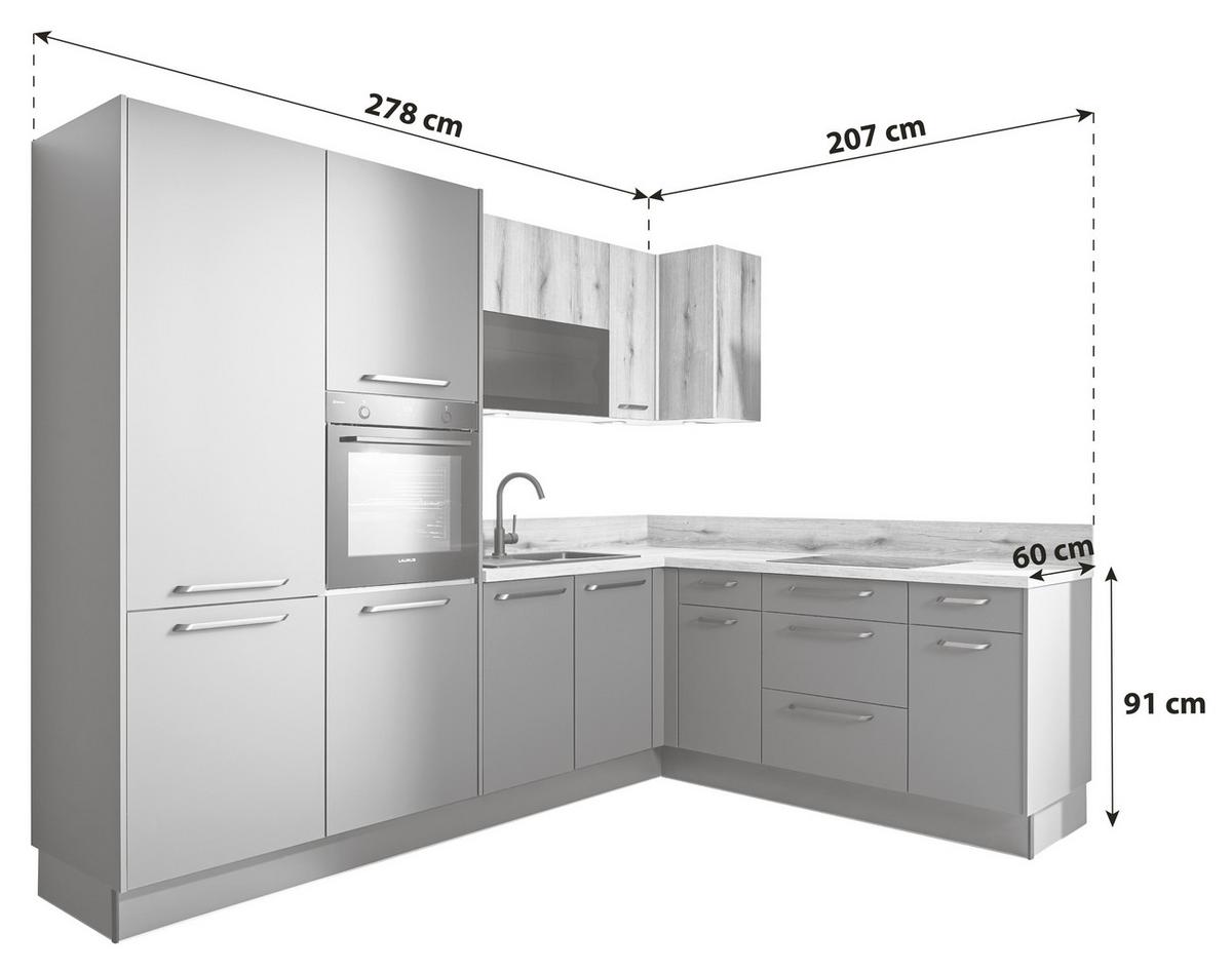 Eckküche Pn210/pn100 - Erlefarben/Graphitfarben, Design, Holzwerkstoff (278/207cm) - Pino