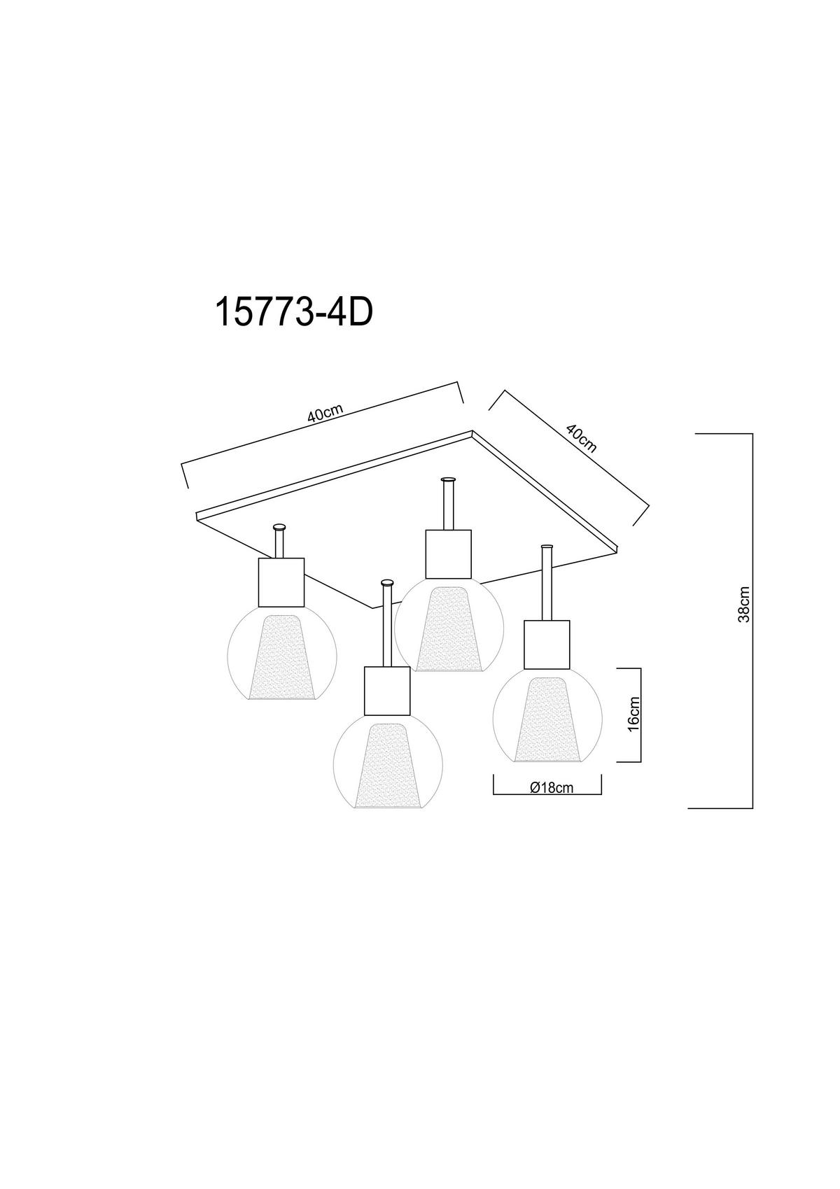 Deckenleuchte Barry L: 43 cm Klar Schwarz Dunkelbraun - Klar/Dunkelbraun, Basics, Glas/Holzwerkstoff (43/43/38cm) - Globo