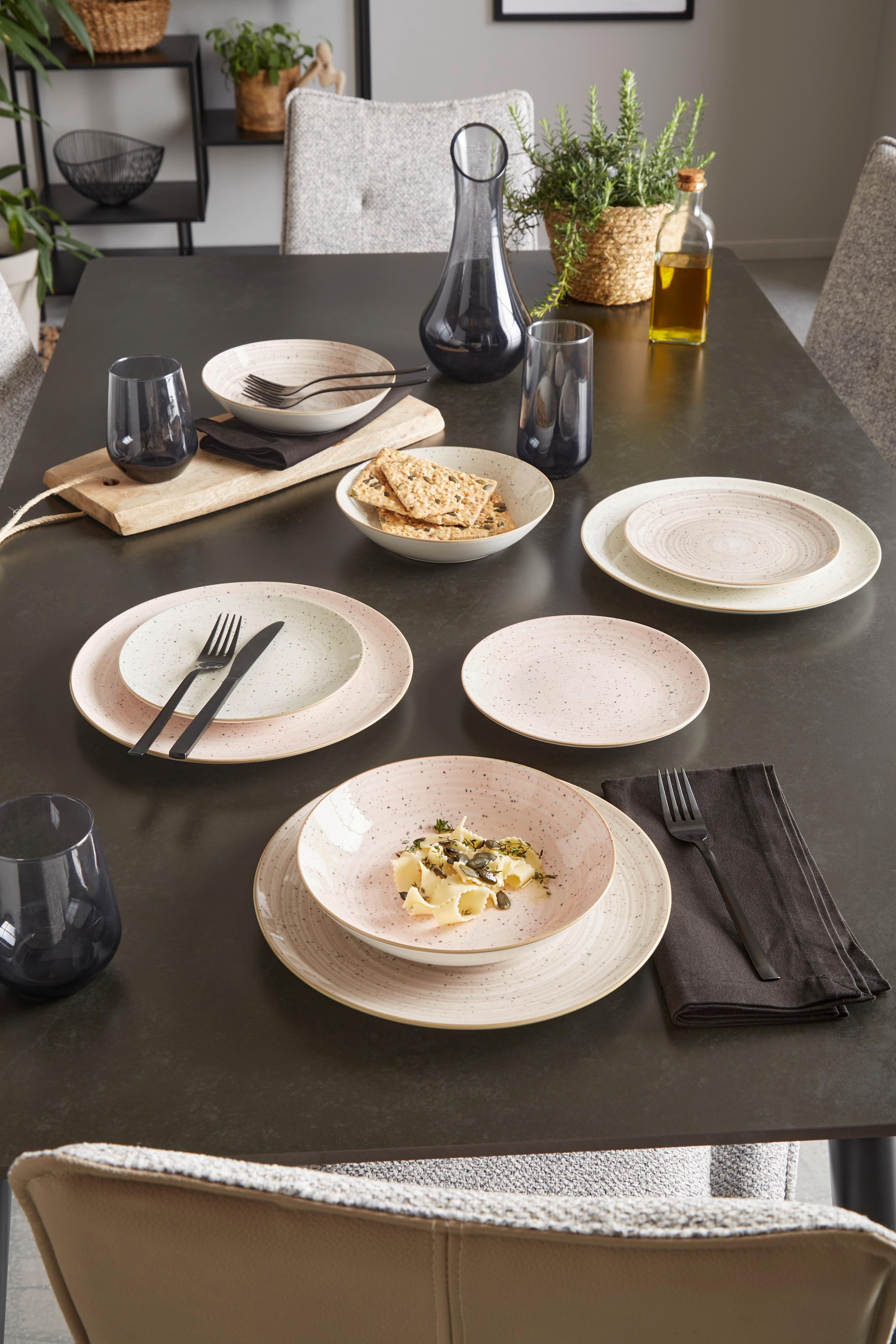 Tafelservice Malina 6 Personen Geschirr Set - Hellbraun/Hellrosa, MODERN, Keramik - Luca Bessoni