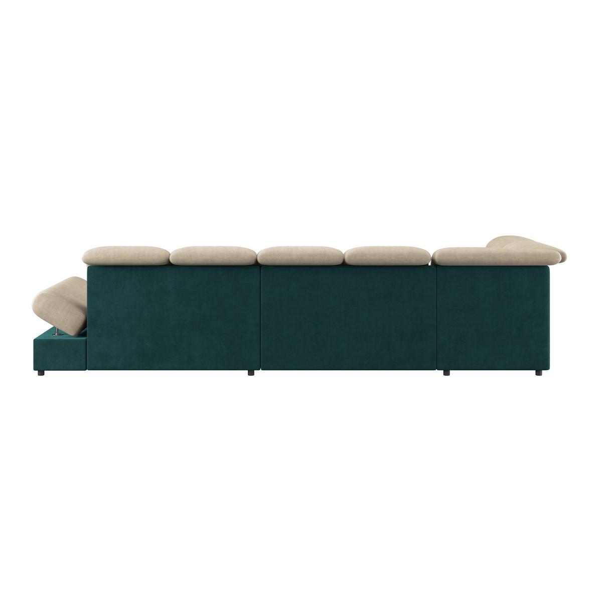 Wohnlandschaft Madera Cremefarben U: 212x358x190 cm - Türkis/Creme, KONVENTIONELL, Kunststoff/Textil (212/358/190cm)