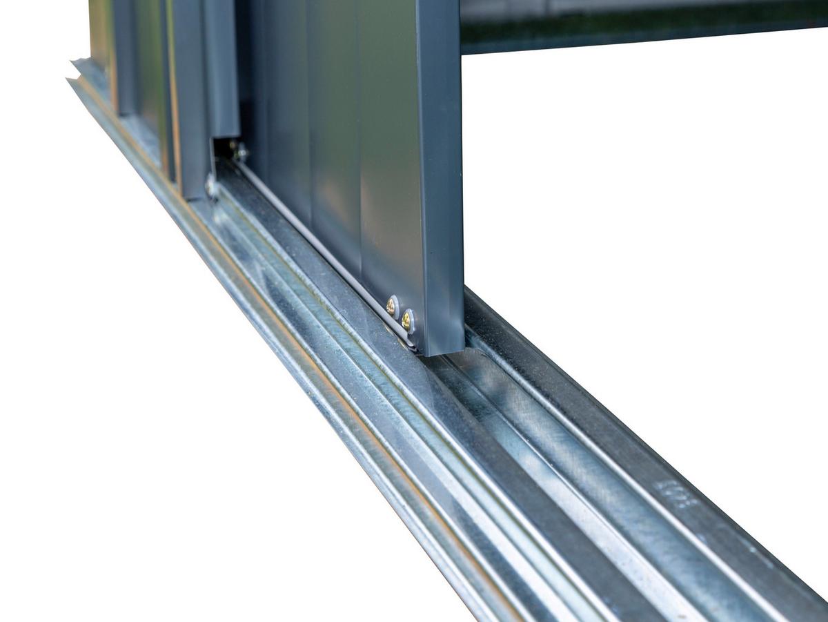 Gerätehaus mit Schiebetür 194x191x151 cm - Grau, Basics, Metall (194/191/151cm)