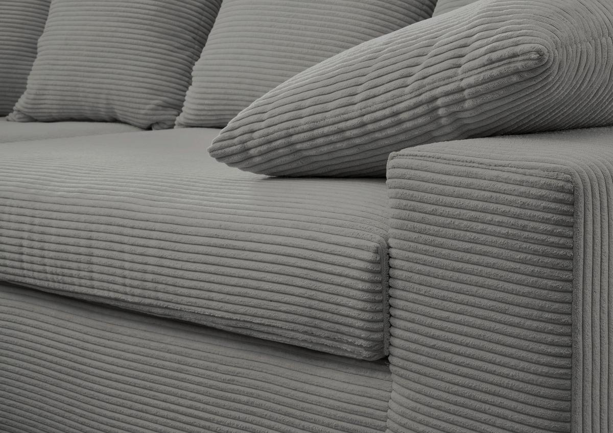 Ecksofa Avellino Grau S: 278/200 cm - Schwarz/Grau, MODERN, Textil (278/200cm) - Livetastic