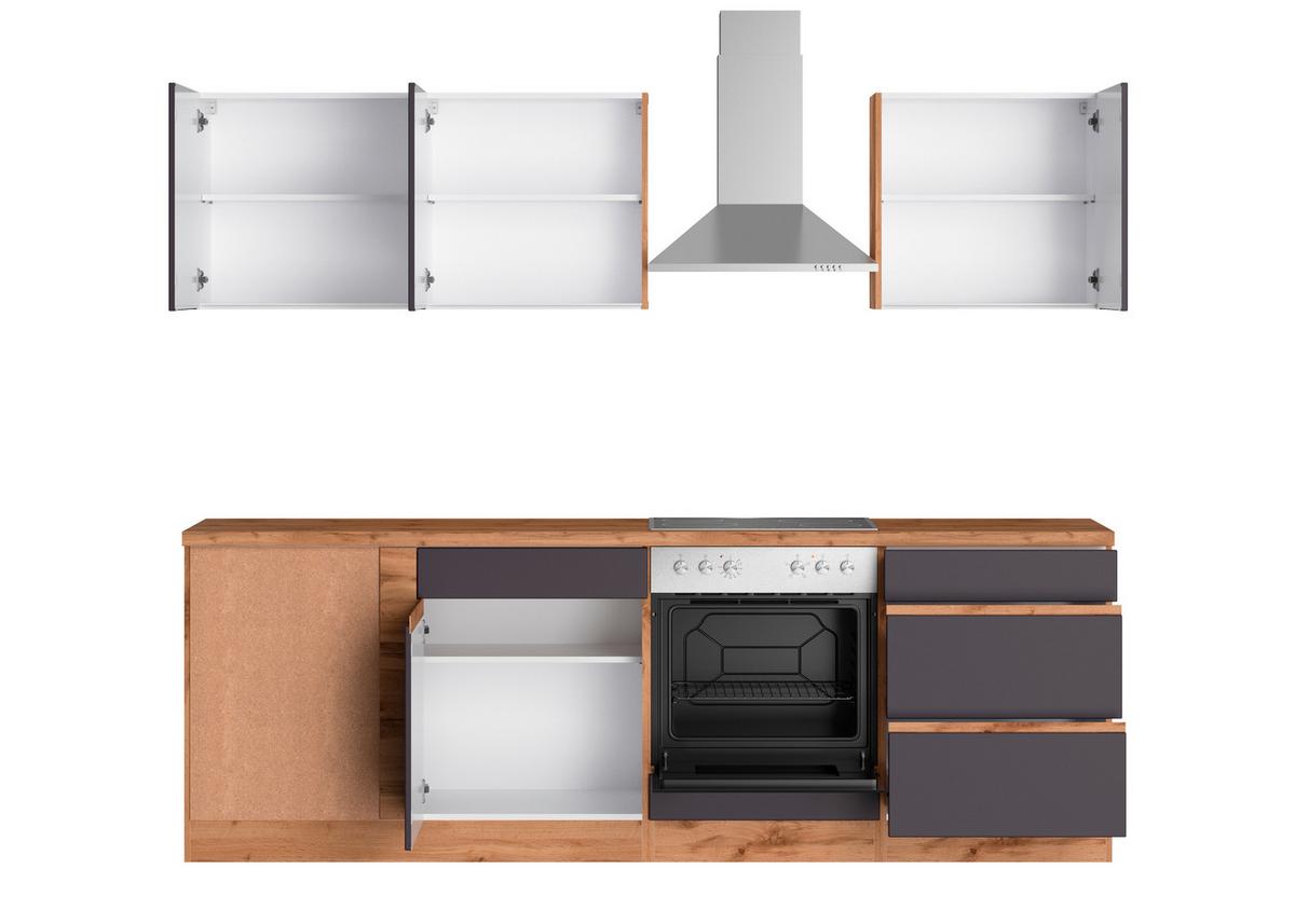 Eckküche Turin Mit Geräte 240x240 Cm Grau/eiche Dekor - Eiche Wotan/Grau, Design, Holzwerkstoff (240/240cm) - Held