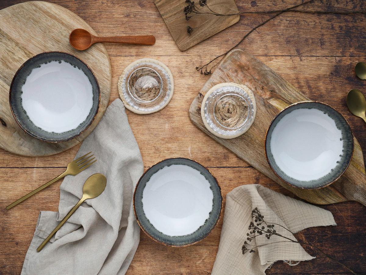 Schüsselset 6 -Teilig. Cascade Steinzeug, Weiß/Grau - Weiß/Grau, Design, Keramik - Creatable