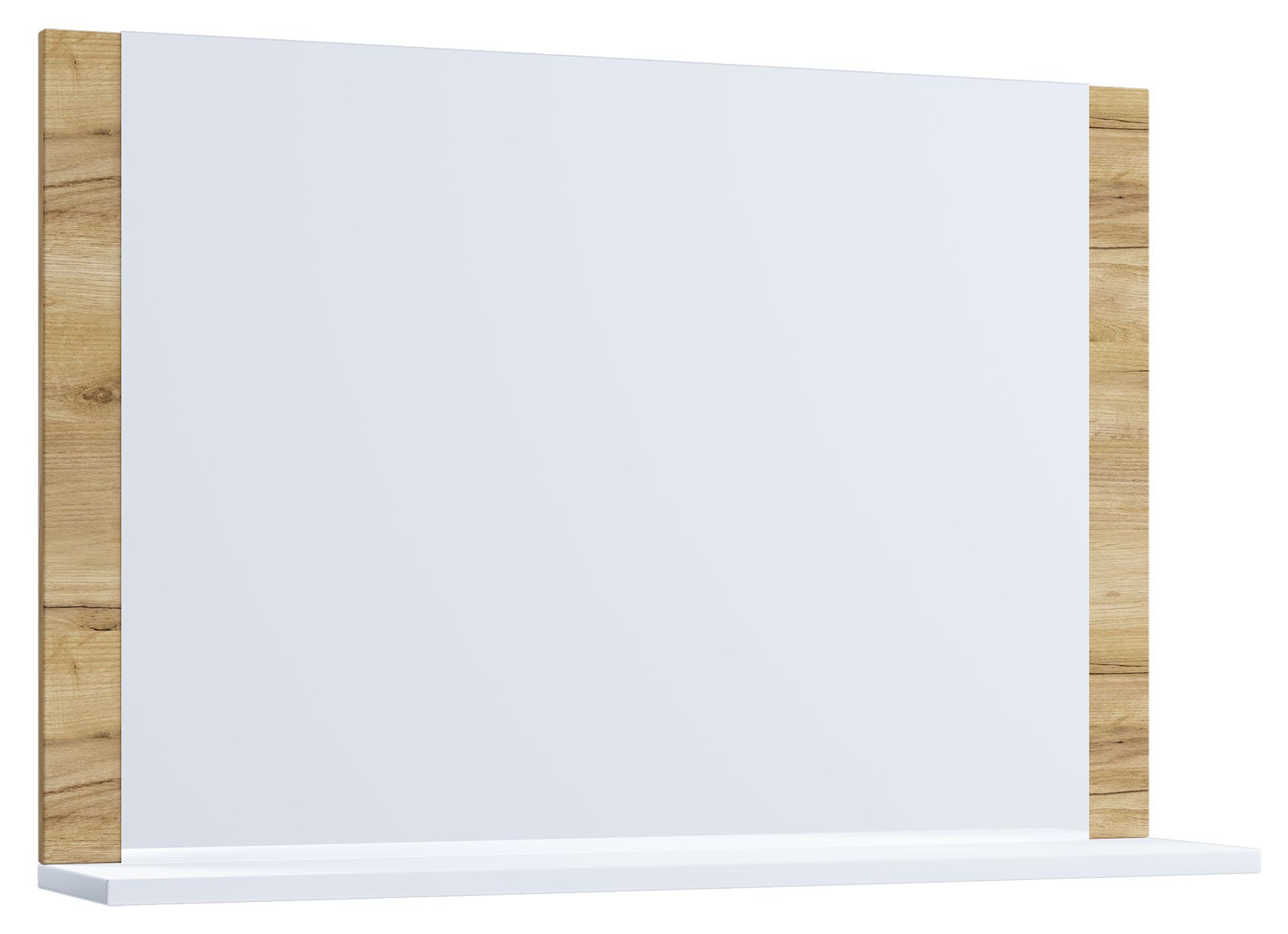 Badspiegel Vcb10 BxH: 60x65 cm mit Ablage Weiß - Eichefarben/Weiß, Basics, Holzwerkstoff (60/65/17cm) - MID.YOU