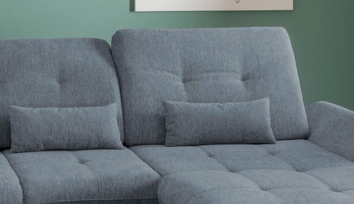 Wohnlandschaft Dalida Mit Schlaffunktion Hellblau - Chromfarben/Hellblau, Design, Textil (254/376/195cm) - Livetastic
