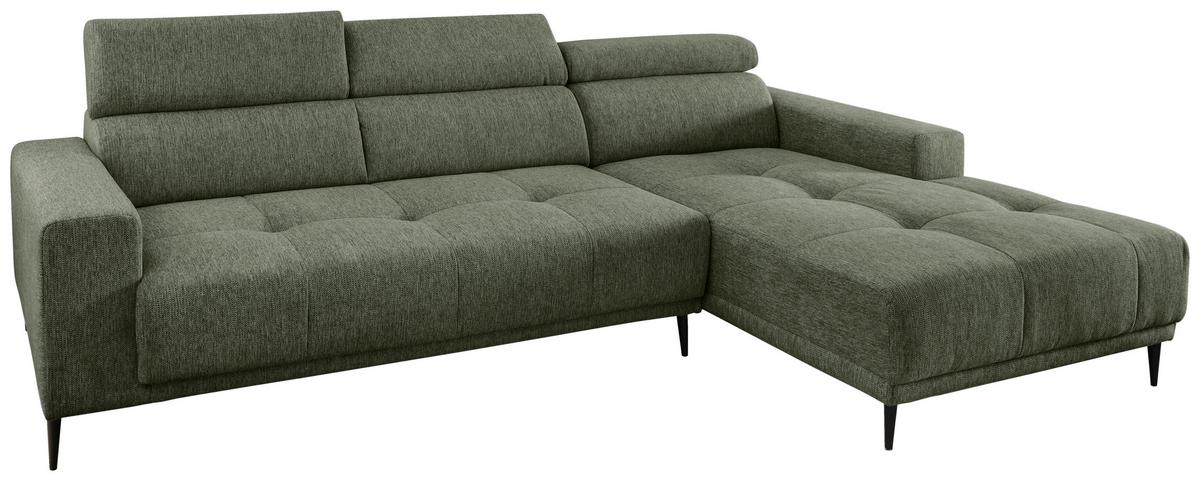 Ecksofa Intera Dunkelgrün S: 276x188 Cm - Dunkelgrün/Schwarz, KONVENTIONELL, Textil (276/188cm) - Livetastic