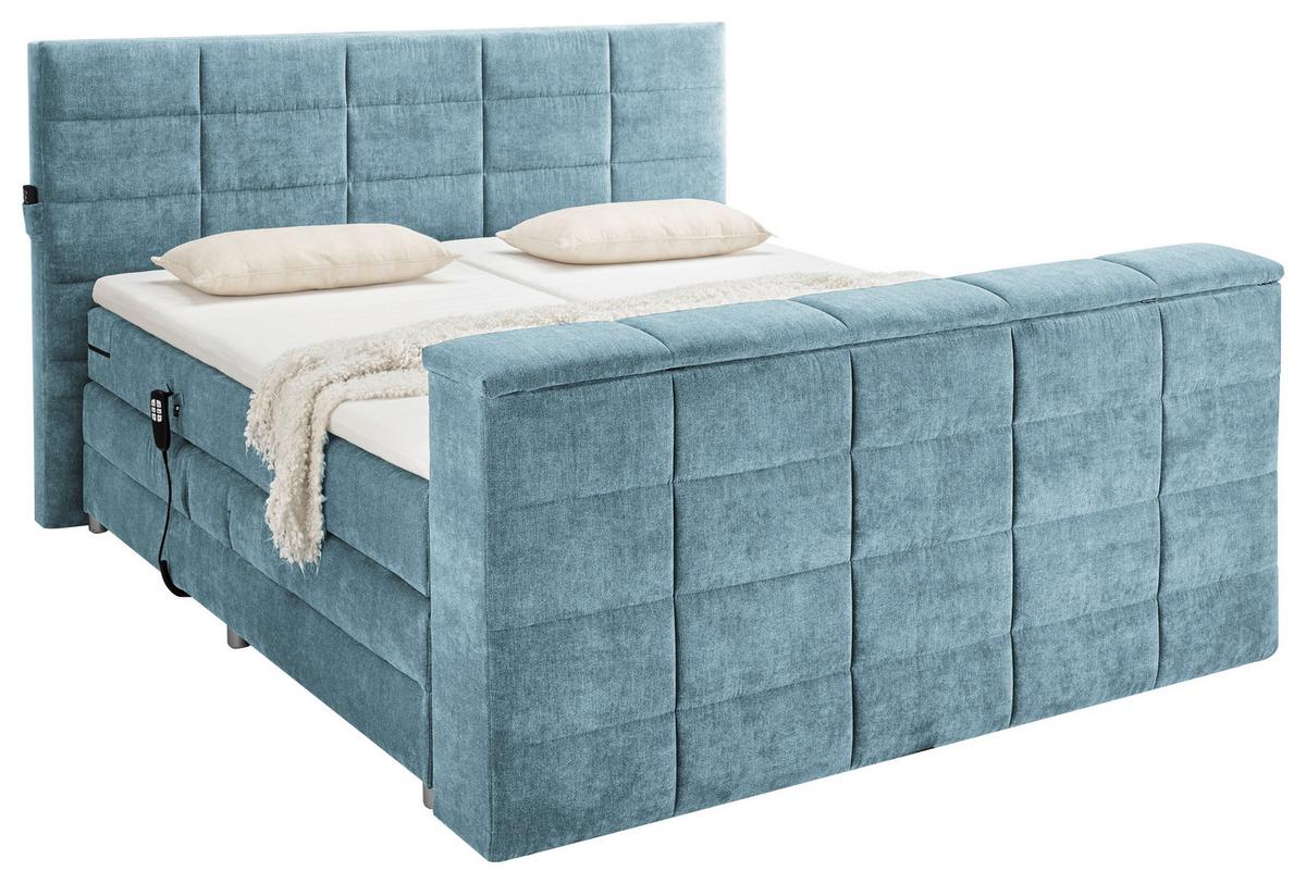 Boxspringbett mit Topper 180x200 cm Denver - Blau, KONVENTIONELL, Textil (180/200cm) - Carryhome