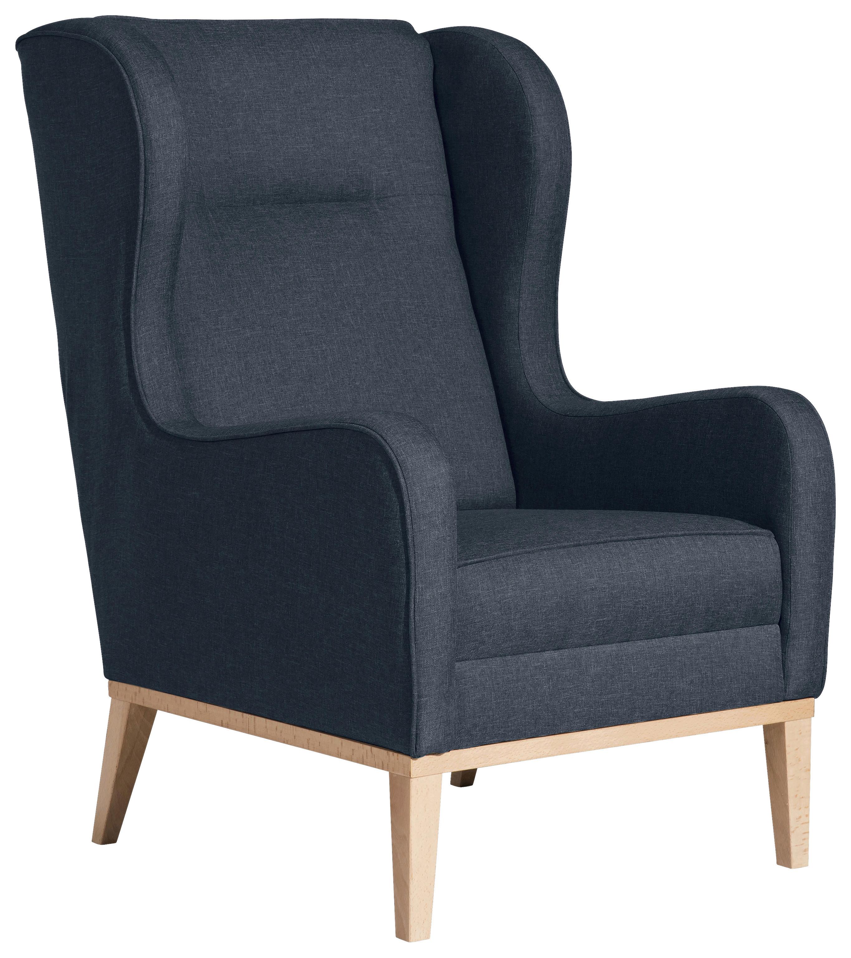 Ohrensessel Angelo - Naturfarben/Dunkelblau, KONVENTIONELL, Textil (66/104/78cm) - Max Winzer