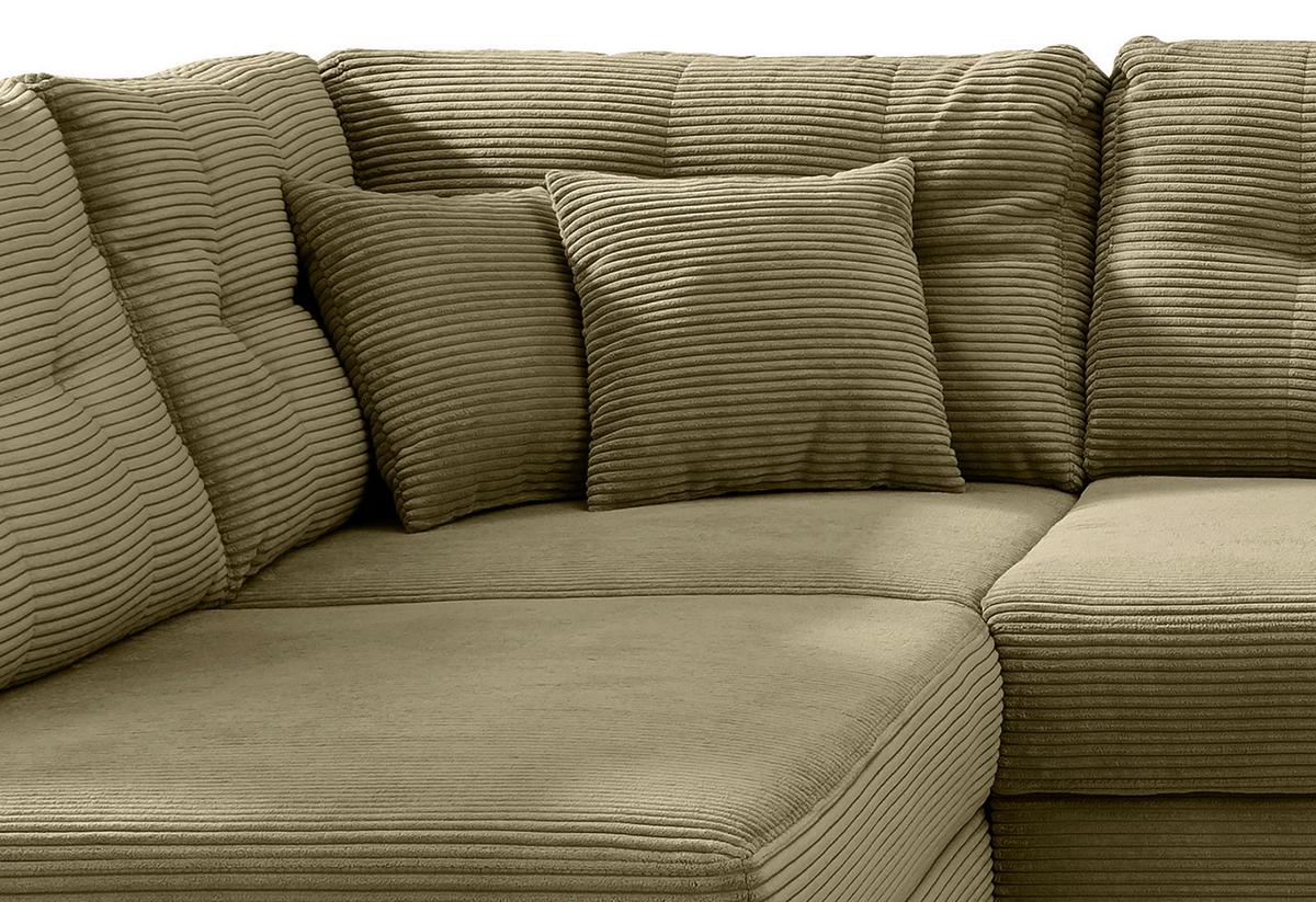 Wohnlandschaft Brizzini mit Schlaffunktion, Olivgrün - Naturfarben/Olivgrün, MODERN, Textil (206/338-352/176cm) - Livetastic