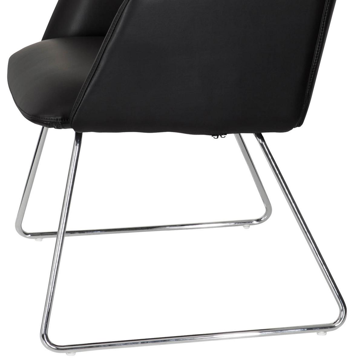 Besucherstuhl Designia V Lederlook Schwarz Bis 120kg - Chromfarben/Schwarz, MODERN, Textil/Metall (58/80/62cm) - MID.YOU