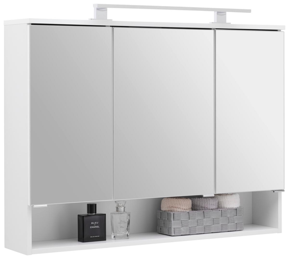 Spiegelschrank Fresh Mit Led 3-Türig Bht: 60x75x20 Cm - Weiß, KONVENTIONELL, Glas/Holzwerkstoff (100/75/20cm) - Ondega
