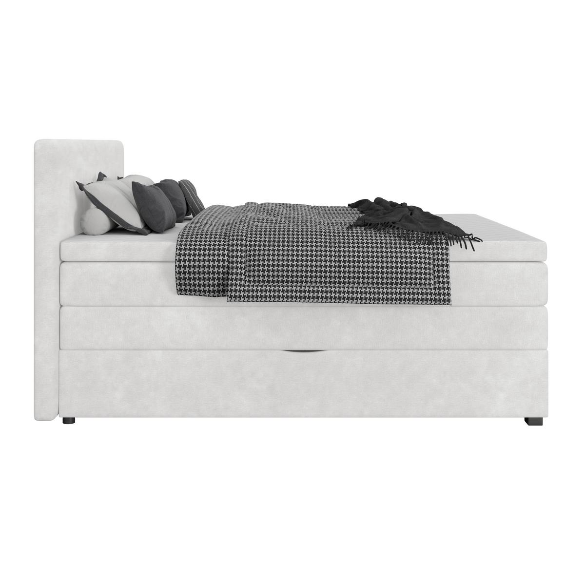 Boxspringbett mit Topper & Bettkasten 160x200 Lauro - Creme/Schwarz, Trend, Textil (160/200cm)