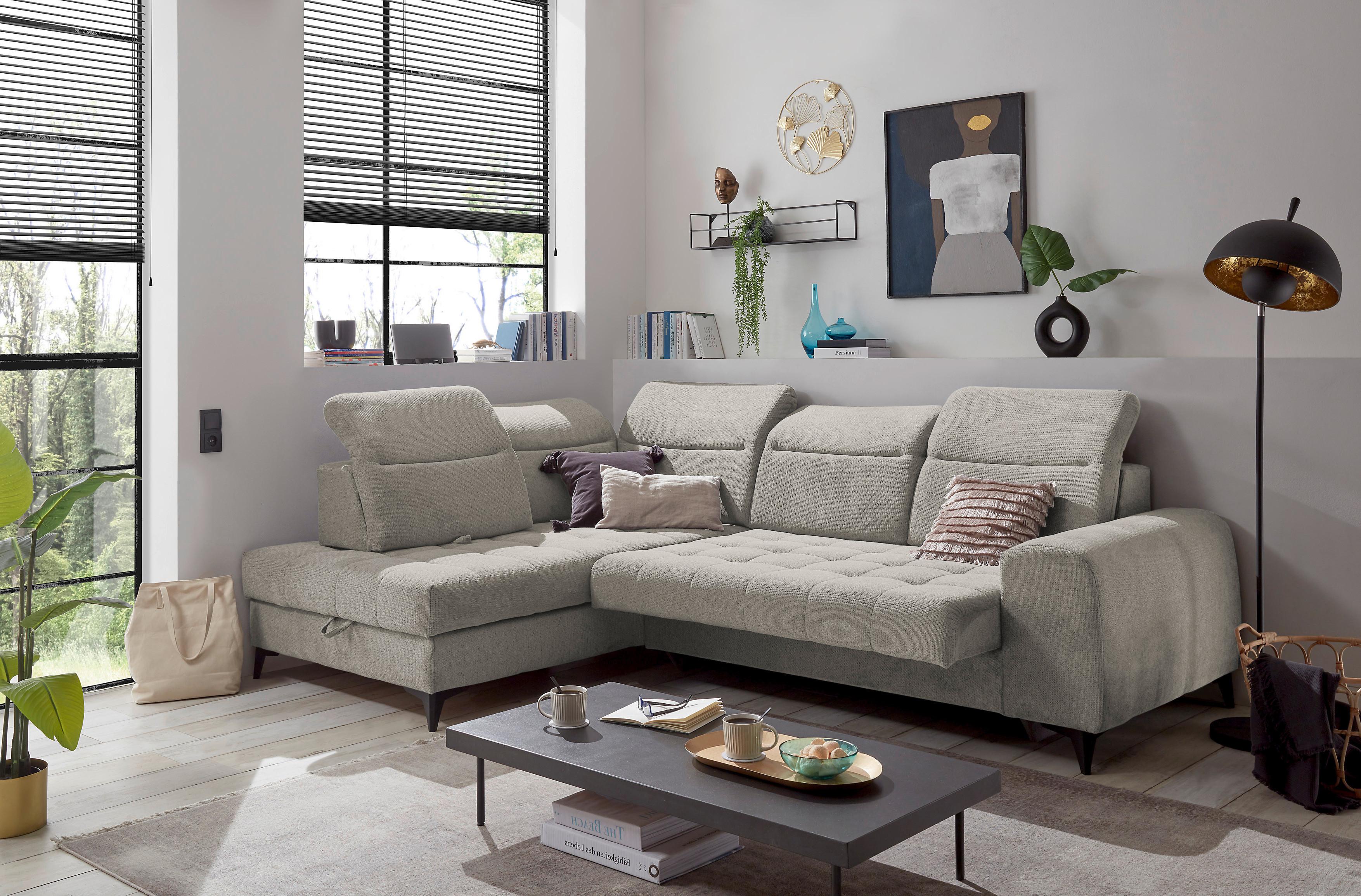 Ecksofa Rockdale Grau S: 200x282 Cm - Schwarz/Grau, KONVENTIONELL, Textil (200/282cm) - MID.YOU