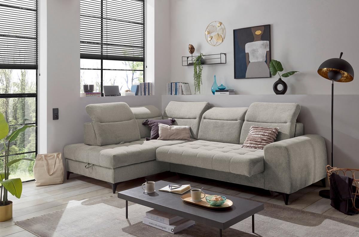 Ecksofa Rockdale Grau S: 200x282 cm - Schwarz/Grau, KONVENTIONELL, Textil (200/282cm) - MID.YOU