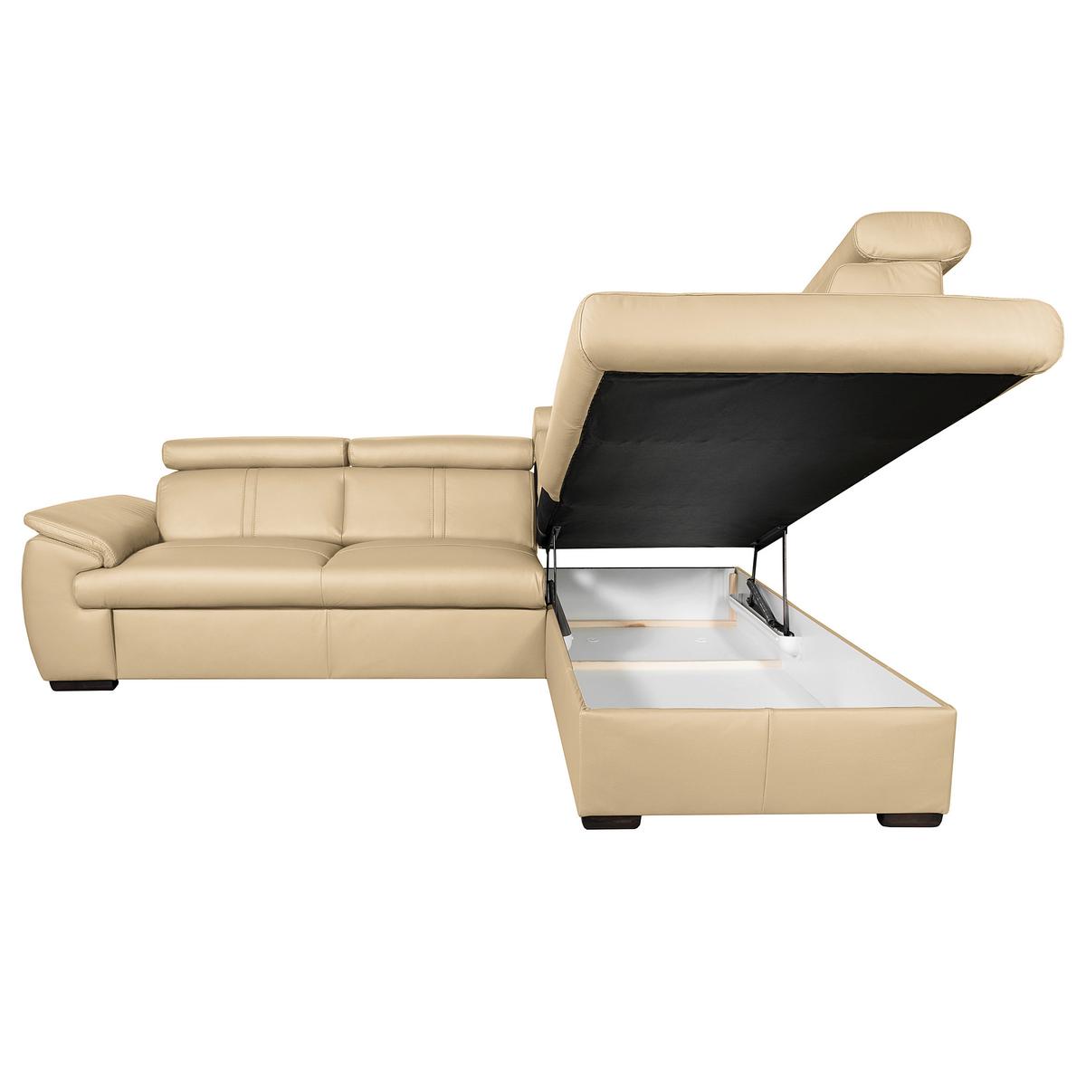 Ecksofa City Beige B: 265x211 Cm - Wengefarben/Beige, Design, Leder (265/211cm) - Livetastic