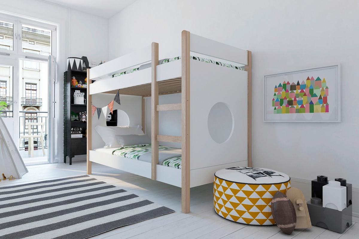 ETAGENBETT Naturfarben/Weiß 90x200cm - Naturfarben/Weiß, Design, Holz/Holzwerkstoff (90/200cm) - Livetastic