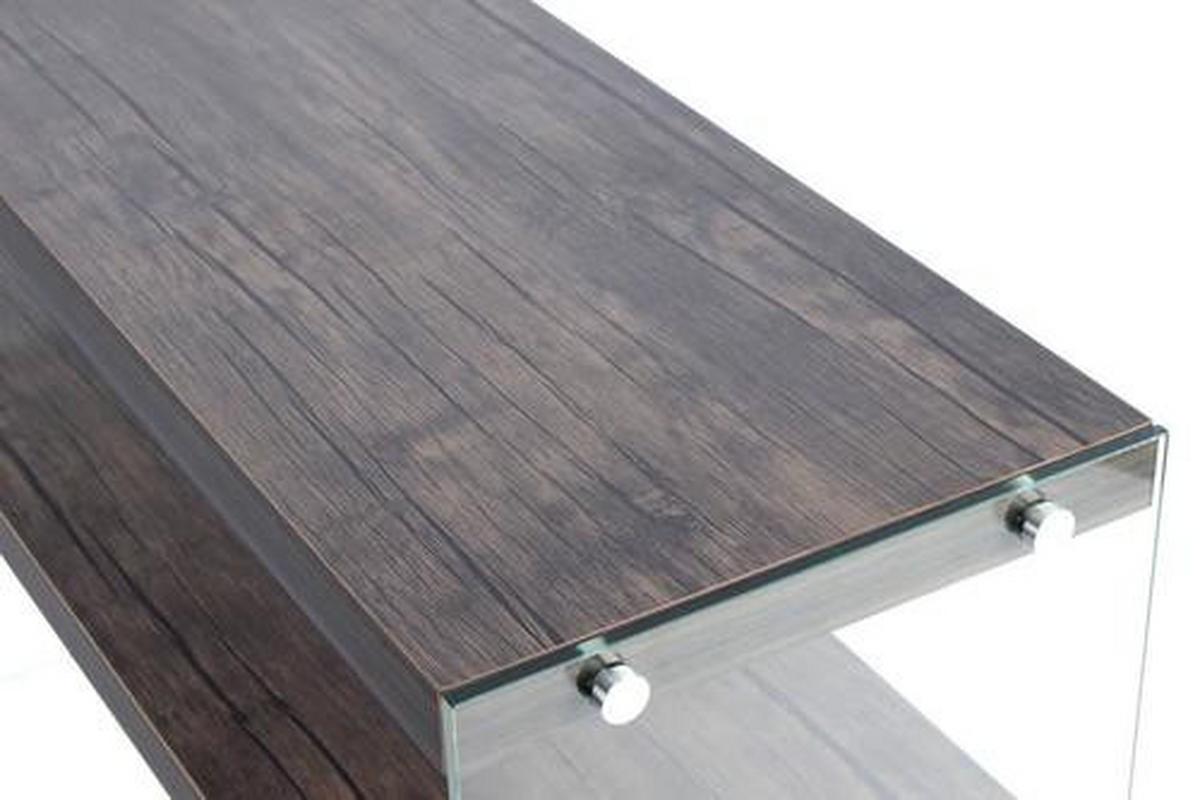 Beistelltisch Mit Ablage Elementary Hellbraun - Klar/Braun, Basics, Glas/Holzwerkstoff (32/110/75cm) - Kayoom