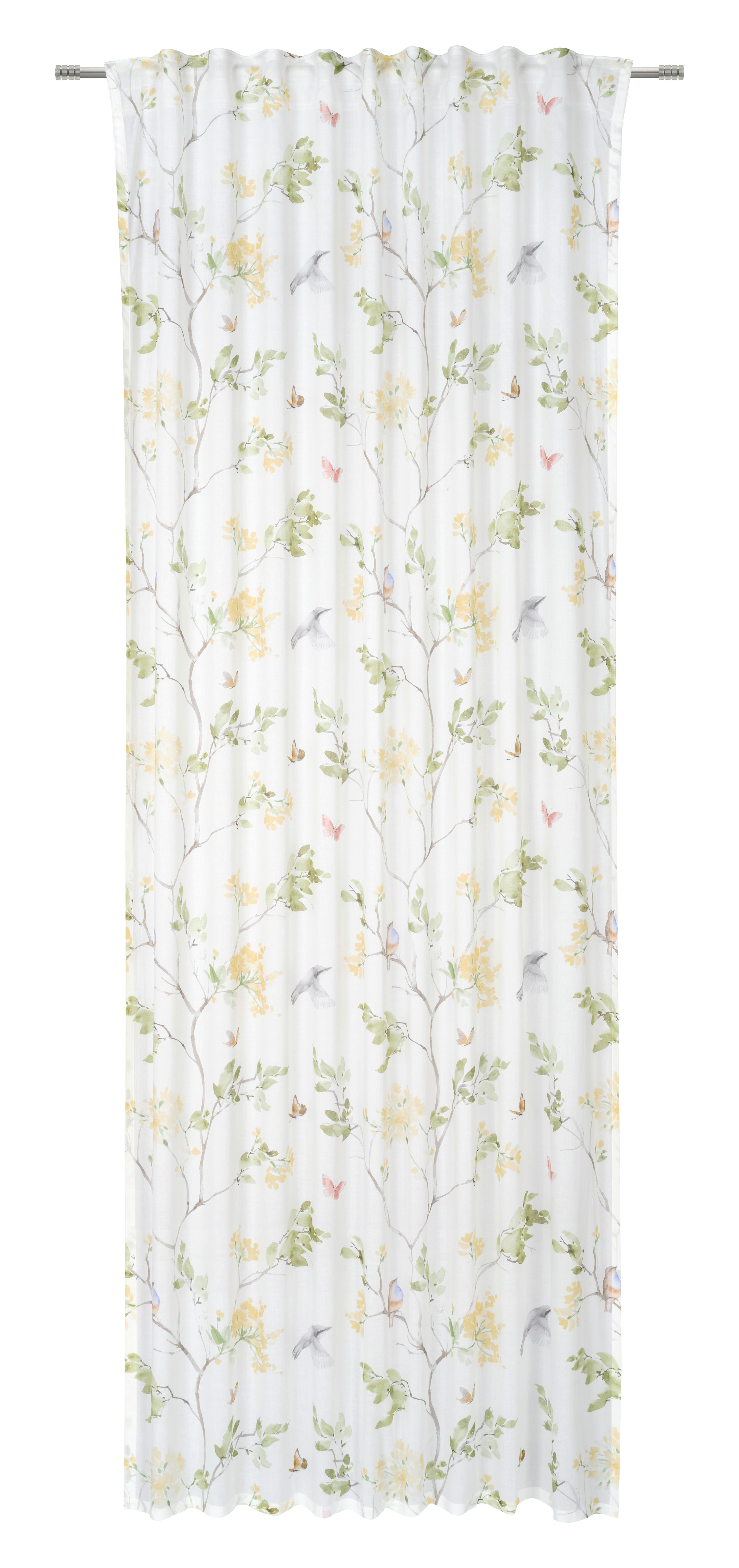 Vorhang mit Kombiband Jette 140x245 cm Weiß Floral