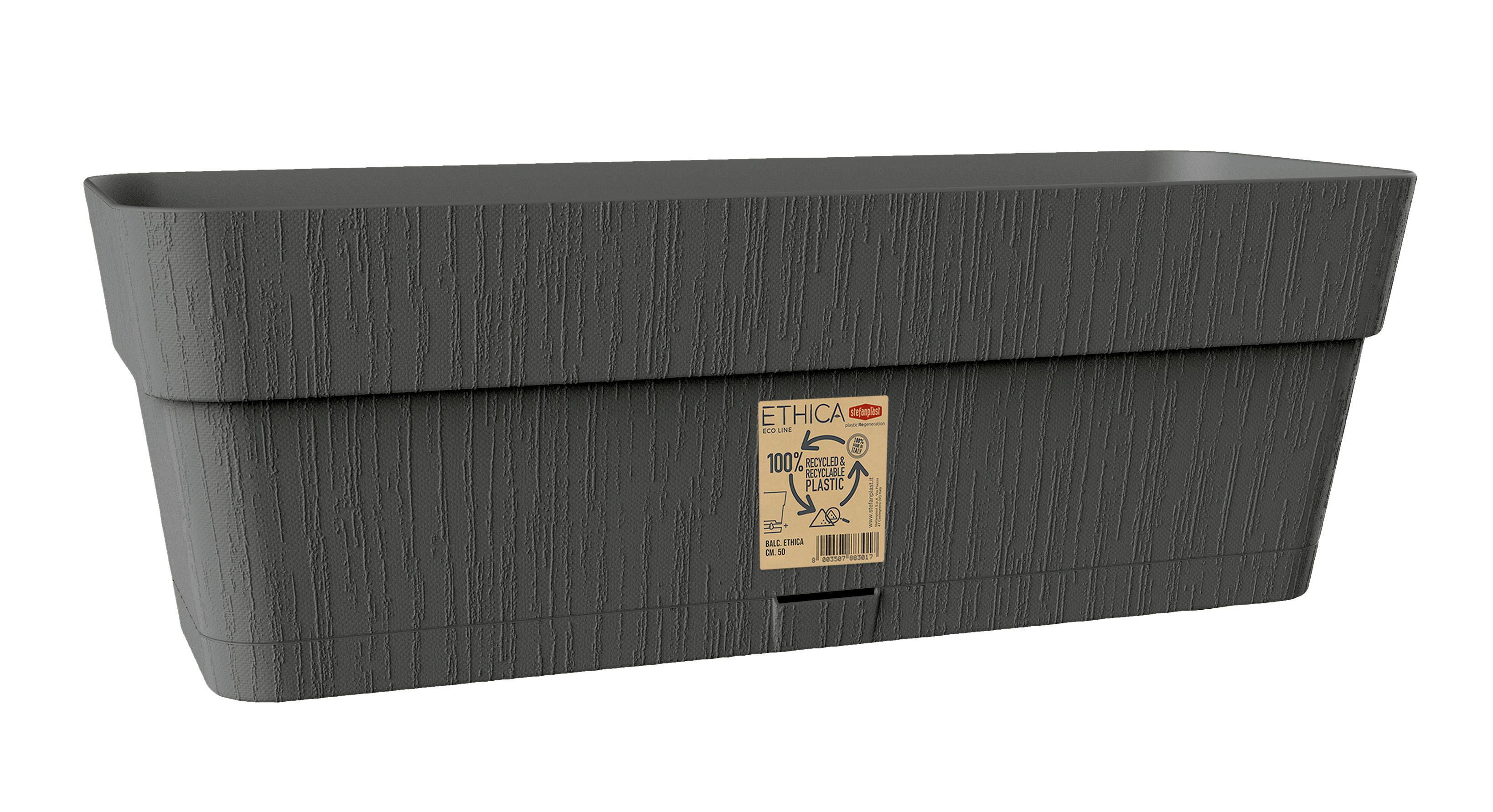 Műanyag Balkonláda Ethica - sötétszürke, Basics, műanyag (17/18/50cm)