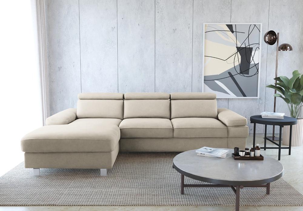 Ecksofa Elvis Silberfarben S: 182x259 Cm - Silberfarben, KONVENTIONELL, Textil (182/259cm) - Trendmanufaktur