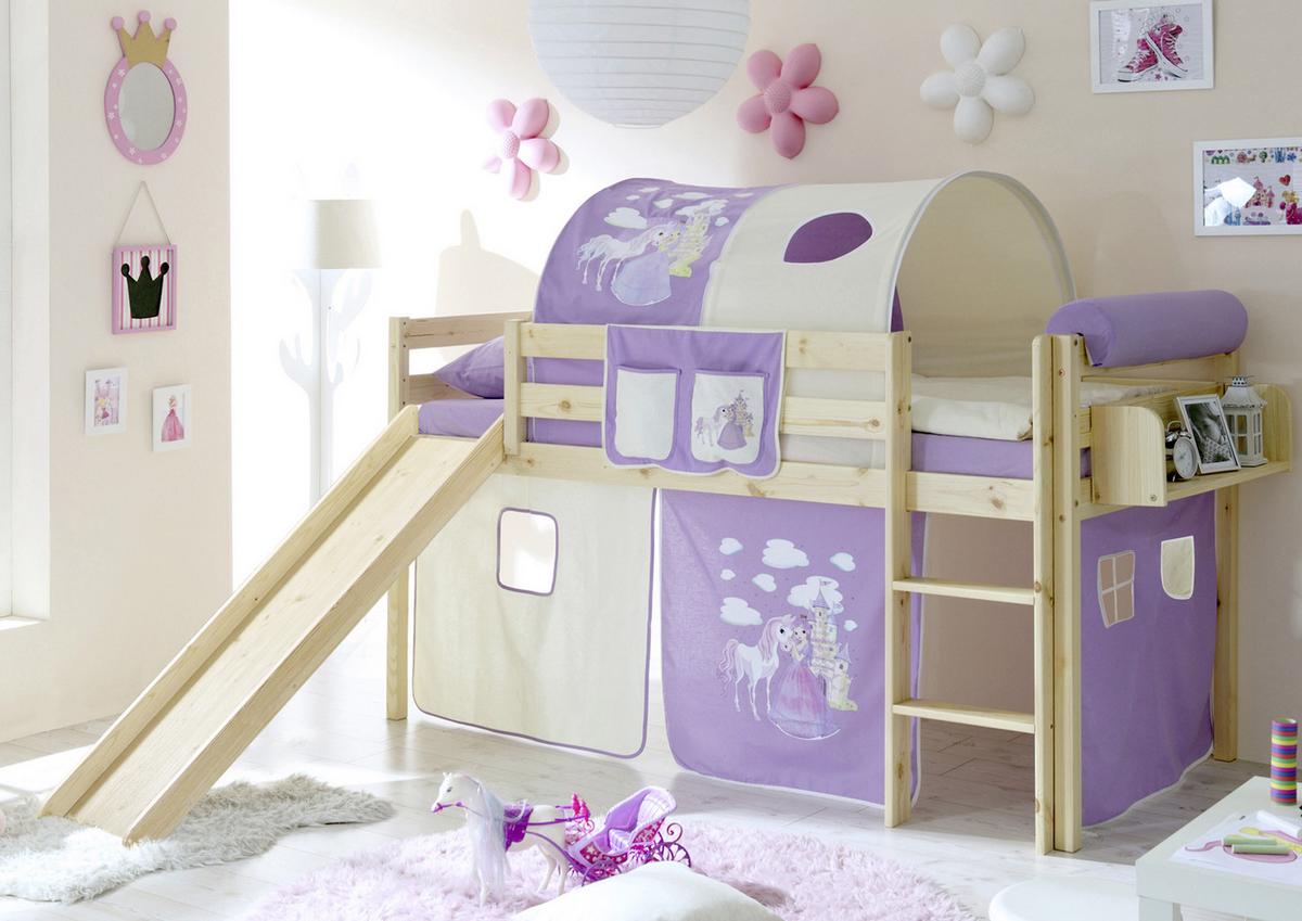 Spielbett Manuel Flieder Kiefer Massiv 90 Cm Leiter - Flieder/Kieferfarben, Natur, Holz (90/200cm) - MID.YOU