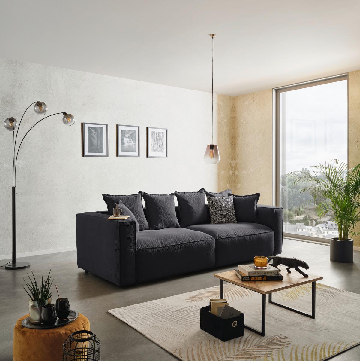 Bigsofa Cowboy - Anthrazit/Schwarz, MODERN, Textil (280/72/109cm)