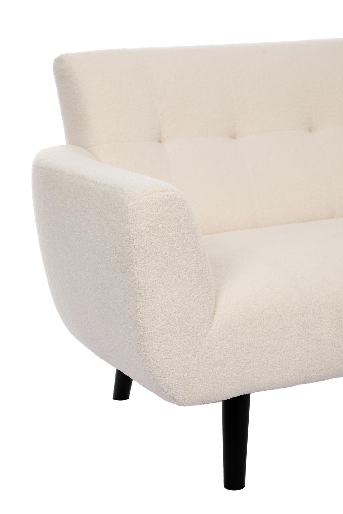 Ecksofa Stockholm Teddy Weiß, B: 183 cm - Schwarz/Weiß, MODERN, Holz/Textil (183/82/82cm)