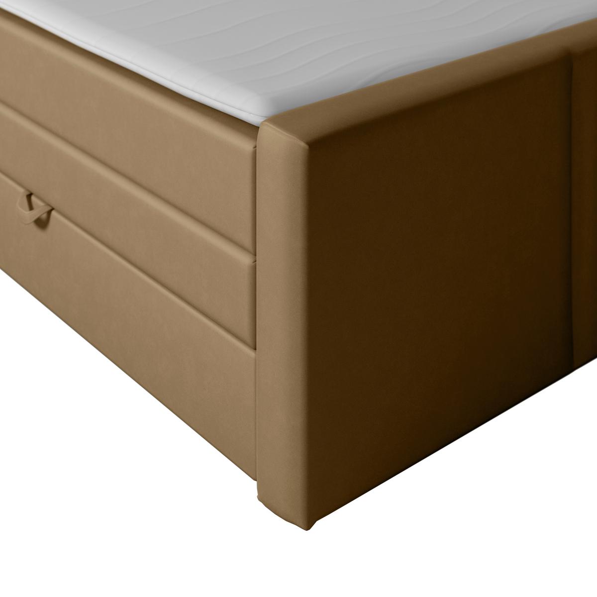 Boxspringbett mit Bettkasten Bologna 180x200 cm Beige - Beige/Schwarz, MODERN, Holz/Kunststoff (180/200cm) - MID.YOU