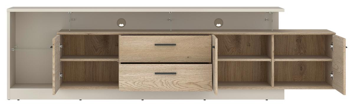 Tv-element, B: 236,4 Cm Eichefarben/kaschmir - Kaschmir/Eichefarben, MODERN, Glas/Holzwerkstoff (236,4/65,5/40cm)