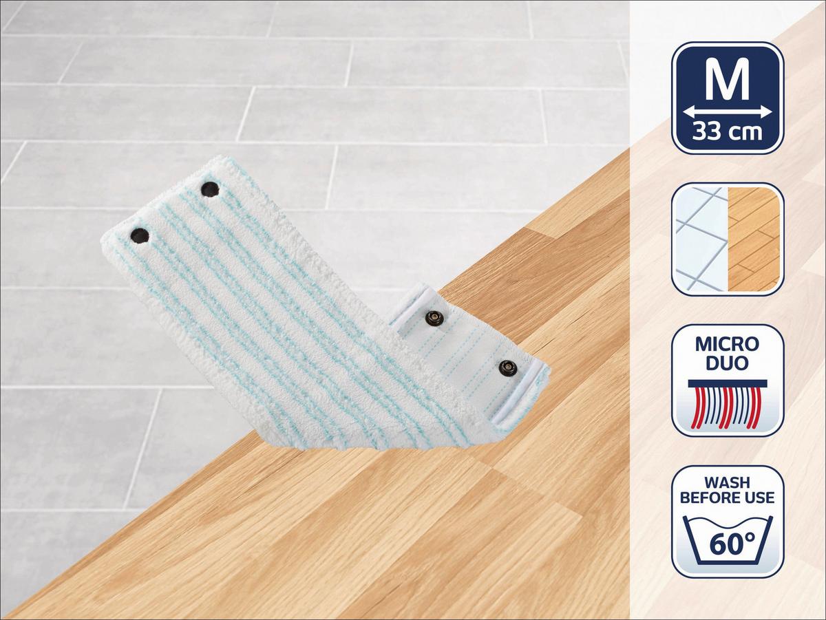 Wischbezug Combi M Micro Duo, B: 33 Cm - Türkis/Weiß, Basics, Textil (33cm) - Leifheit