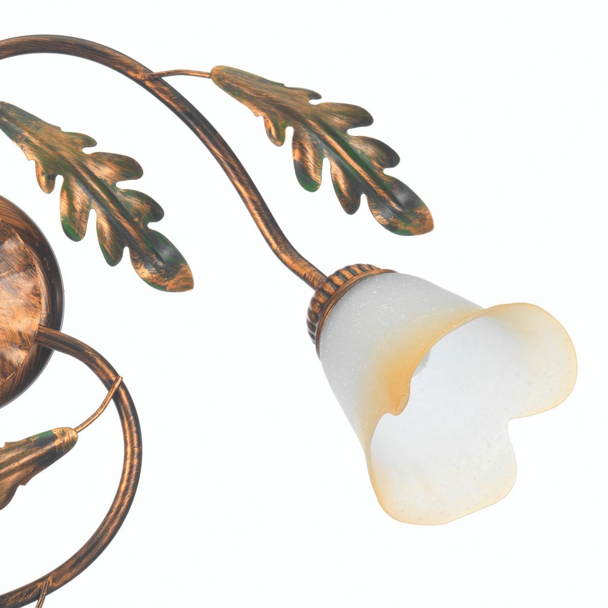 Deckenleuchte 4470/Pl3 - Bronzefarben/Olivgrün, Natur, Glas/Metall (50/50/20cm)